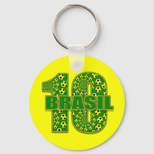 Brasil 10 - Brasilien Nummer 10 Fußball - Futbol-G Schlüsselanhänger (Vorderseite)