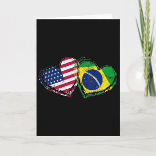 Brasil Amerikanische Flagge Herz Brasilianisch Ame Karte