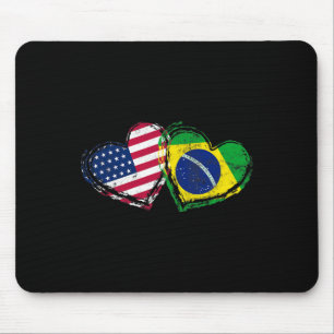 Brasil Amerikanische Flagge Herz Brasilianisch Ame Mousepad