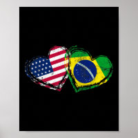 Brasil Amerikanische Flagge Herz Brasilianisch Ame