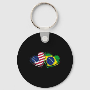 Brasil Amerikanische Flagge Herz Brasilianische Am Schlüsselanhänger
