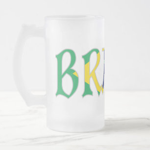 Brasil auf Portugiesisch in Flaggenfarben Mattglas Bierglas