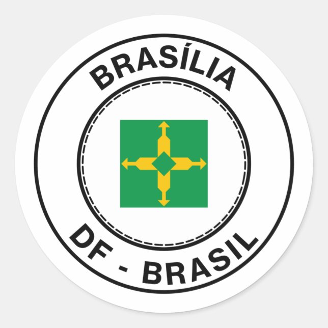 Brasil Brasilia Distrito Federal DF Bandeira Stamp Runder Aufkleber (Vorderseite)