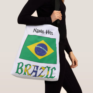 Brasil Brasilianische Flagge Personalisierter Name Tragetaschen Mit Langen Trägern