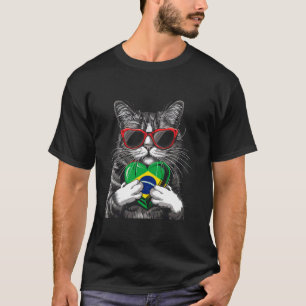 Brasil Brasilianischer Stolz Katze Brasil Herz Bra T-Shirt