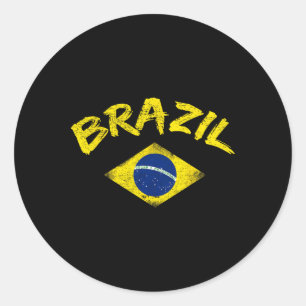 Brasil Brasilianisches Nationalflagge Fußballtriko Runder Aufkleber