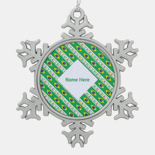 Brasil Brasilien-Flagge gekachelt Personalisiert Schneeflocken Zinn-Ornament