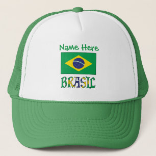 Brasil Brasilien-Flagge Grün Personalisiert Truckerkappe