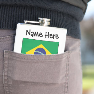 Brasil Brasilische Flagge Personalisierter Name  Flachmann