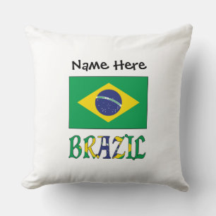 Brasil Brasilische Flagge Personalisierter Name  Kissen