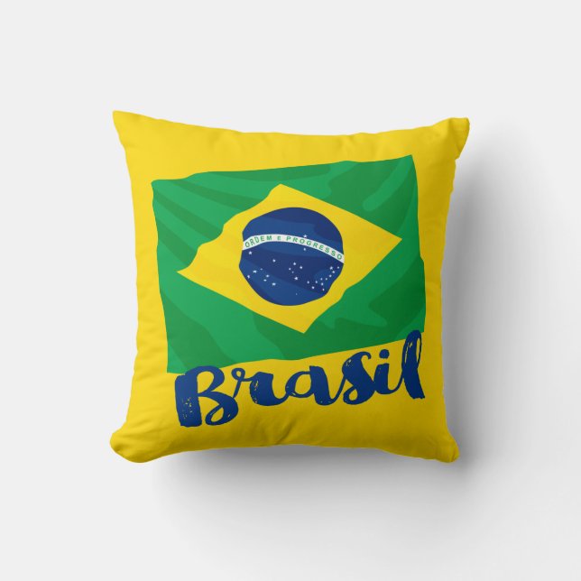 Brasil Brazil Flag Throw Kissen (Vorderseite)