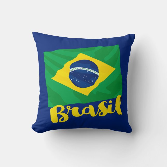 Brasil Brazil Flag Throw Kissen (Vorderseite)