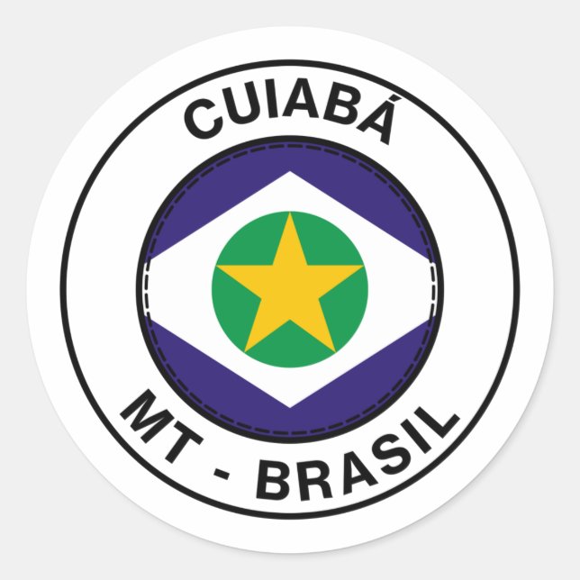 Brasil Cuiaba Mato Grosso Bandeira Briefmarke Runder Aufkleber (Vorderseite)