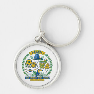 Brasil Culture Badge Cafe Samba Futebol Amazonia Schlüsselanhänger
