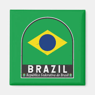 Brasil-Flag-Emblem gestört Vintag Magnet