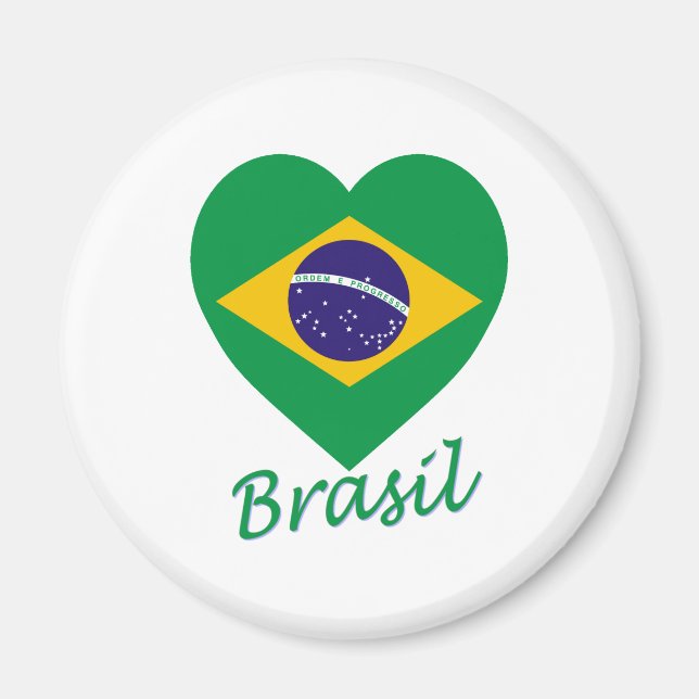 Brasil Flag Herz Magnet (Vorne)