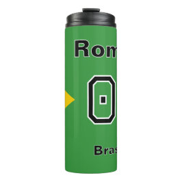 Brasil Flag Personalized Soccer Player Name Number Thermosbecher