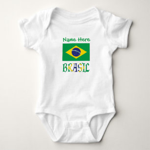 Brasil Flagge Brasil Personalisierter Name Baby Strampler