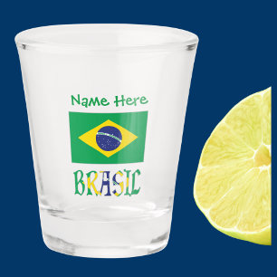 Brasil Flagge Brasiliens Grün Personalisiert Schnapsglas