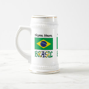 Brasil Flagge Brazil Personalisiert Bierglas
