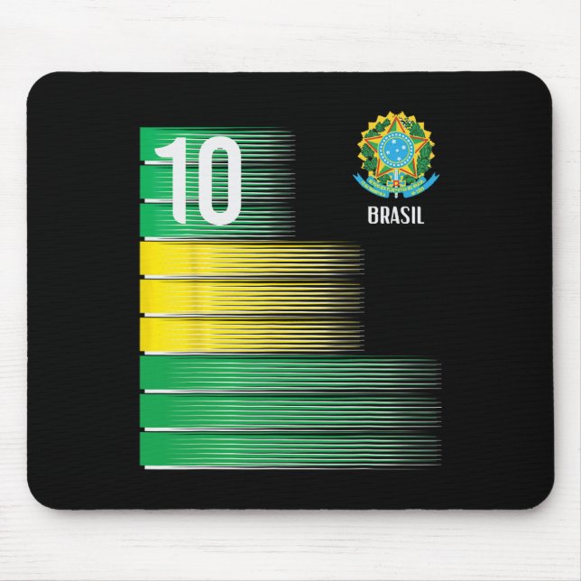 Brasil-Flagge Nummer 10 Brasilien Fußball Männer F Mousepad (Vorne)