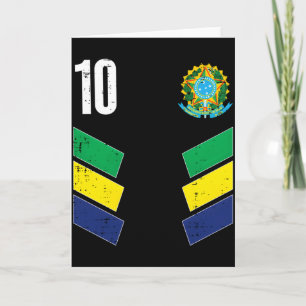 Brasil-Flagge Nummer 10 Fußball-Fan-T-Shirt  Karte