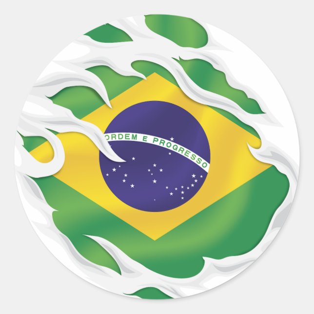 Brasil-Flagge Runder Aufkleber (Vorderseite)