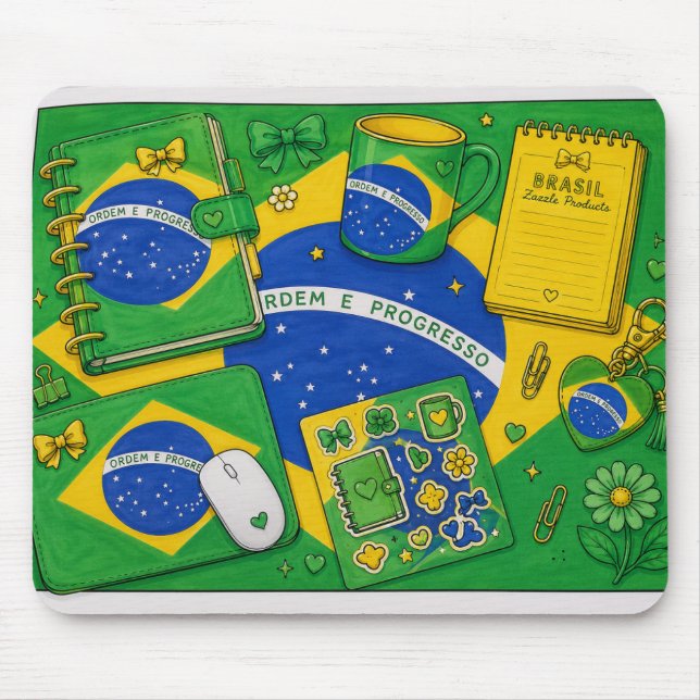 Brasil-Flaggen-Schreibwaren-Ideen Mousepad (Vorne)