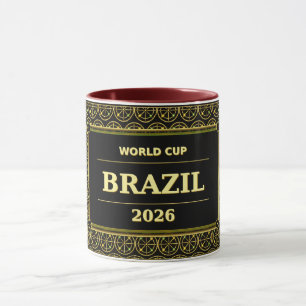 Brasil Fußballfan 2026 Schwarz Gold Luxus Tasse