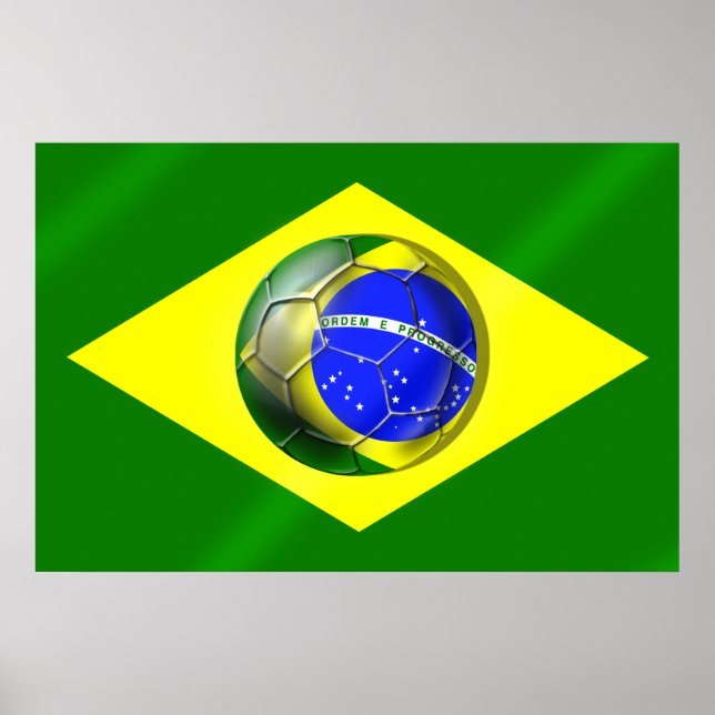 Brasil Futebol Bandeira Fußballflagge Brasilien Poster (Vorne)