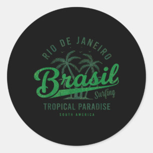 Brasil Geschenk Flagge Brasilianischer Fan Vintage Runder Aufkleber