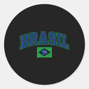Brasil Geschenkflagge Brasilianischer Fan Vintage Runder Aufkleber