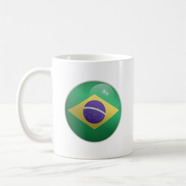 Brasil Glänzender Kreis Flagge  Kaffeetasse (Links)