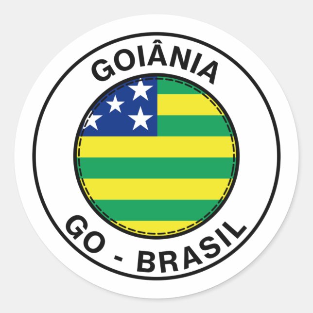 Brasil Goiania Goias GO Bandeira Stamp Runder Aufkleber (Vorderseite)