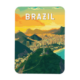 Brasil Illustration Reise Kunst Vintage Magnet