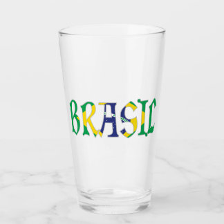 Brasil in portugiesischer Sprache in Flaggenfarben Glas