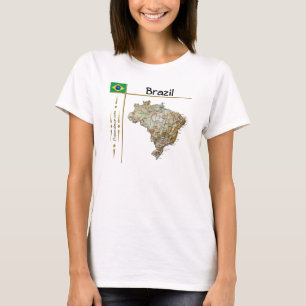 Brasil Karte + Flagge + Titel T-Shirt