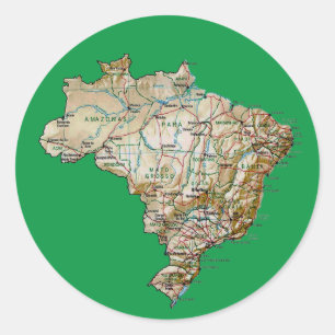 Brasil-Karten-Aufkleber Runder Aufkleber