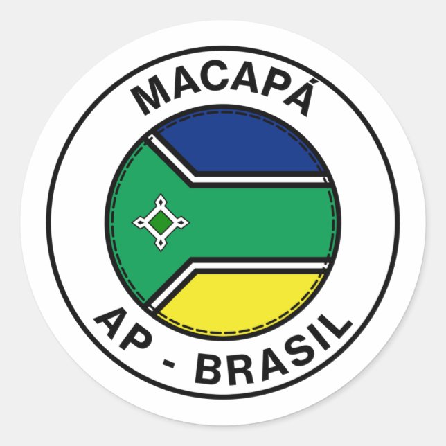 Brasil Macapa Amapa Bandeira Stamp Runder Aufkleber (Vorderseite)