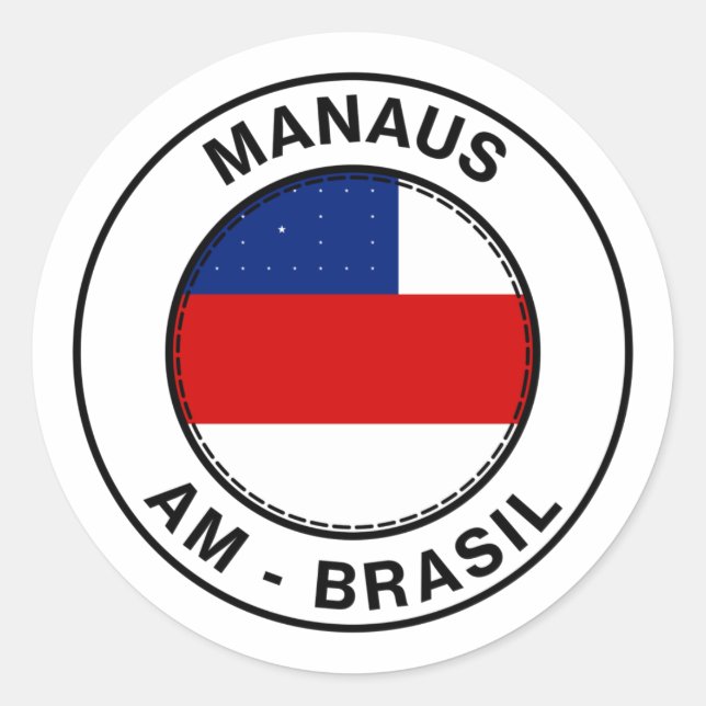 Brasil Manaus Amazonas AM Bandeira Stamp Runder Aufkleber (Vorderseite)