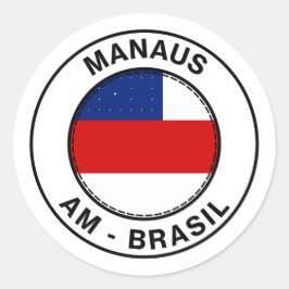 Brasil Manaus Amazonas AM Bandeira Stamp Runder Aufkleber