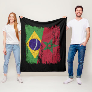Brasil Marokko Halbe Flagge Brasilianisch Marokkan Fleecedecke