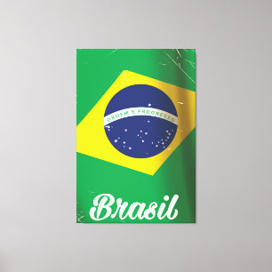 Brasil nationale Flagge Vintage-Reiseposter Leinwanddruck