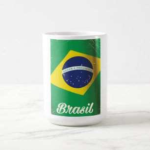 Brasil nationale Flagge Vintage-Reiseposter Tasse