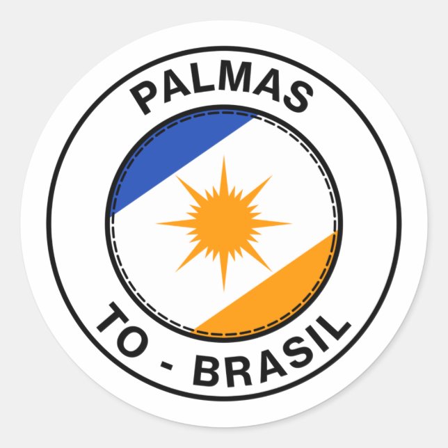Brasil Palmas Tocantins TO Bandeira Stamp Runder Aufkleber (Vorderseite)