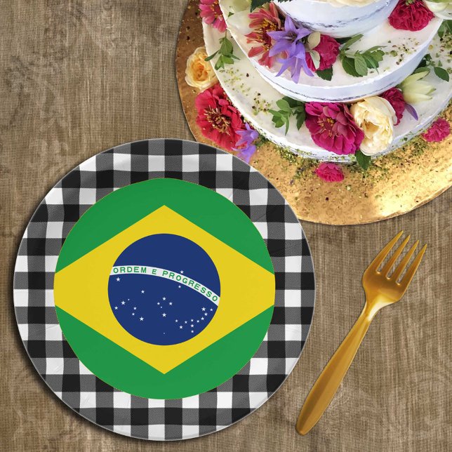 Brasil Plate, Büffel kariert und brasilianische Fl Pappteller (Von Creator hochgeladen)