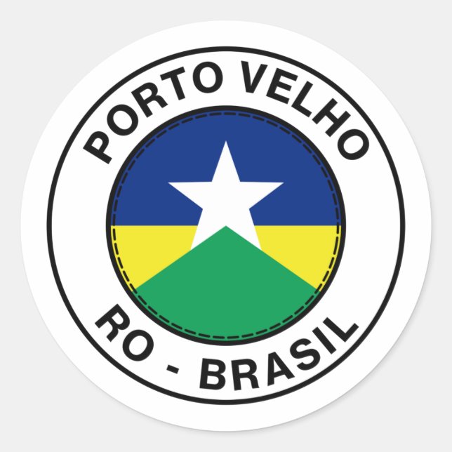 Brasil Porto Velho Rondonia RO Bandeira Stamp Runder Aufkleber (Vorderseite)