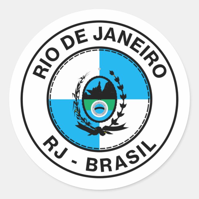 Brasil Rio de Janeiro RJ Bandeira Stamp Runder Aufkleber (Vorderseite)