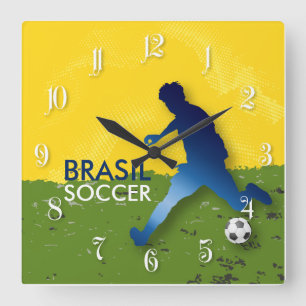 Brasil Soccer Quadratische Wanduhr
