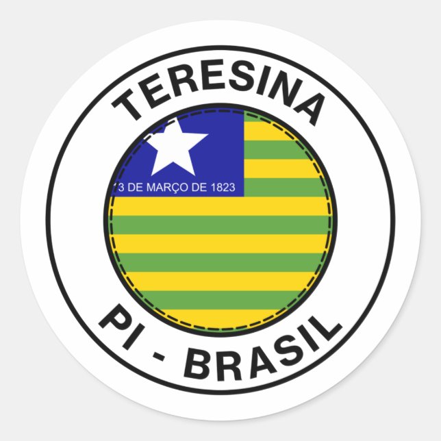 Brasil Teresina Piaui PI Bandeira Stamp Runder Aufkleber (Vorderseite)